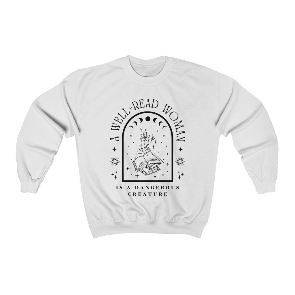 A Well Read Woman Bookish Reading Literature Librarian Celestial Sweatshirt image 3