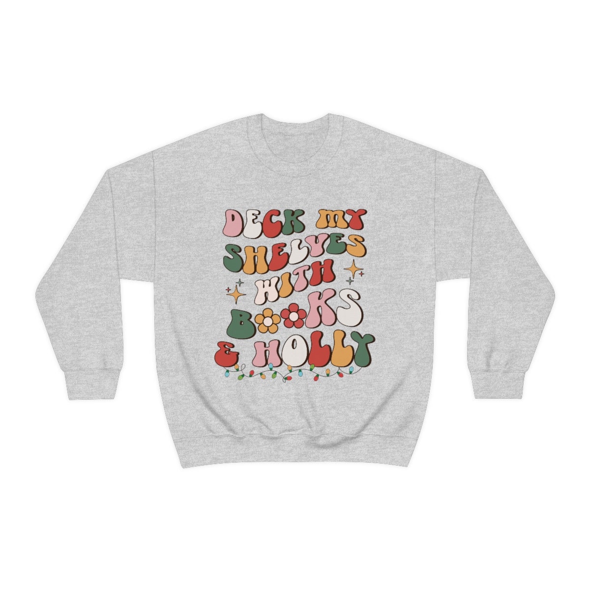 Retro Christmas Bookish Reading Librarian Literature Nerd Floral Sweatshirt image 3