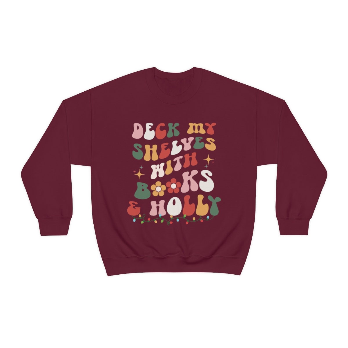 Retro Christmas Bookish Reading Librarian Literature Nerd Floral Sweatshirt image 4