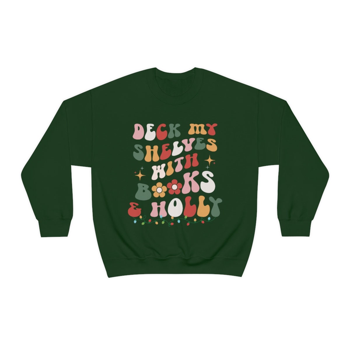 Retro Christmas Bookish Reading Librarian Literature Nerd Floral Sweatshirt image 2