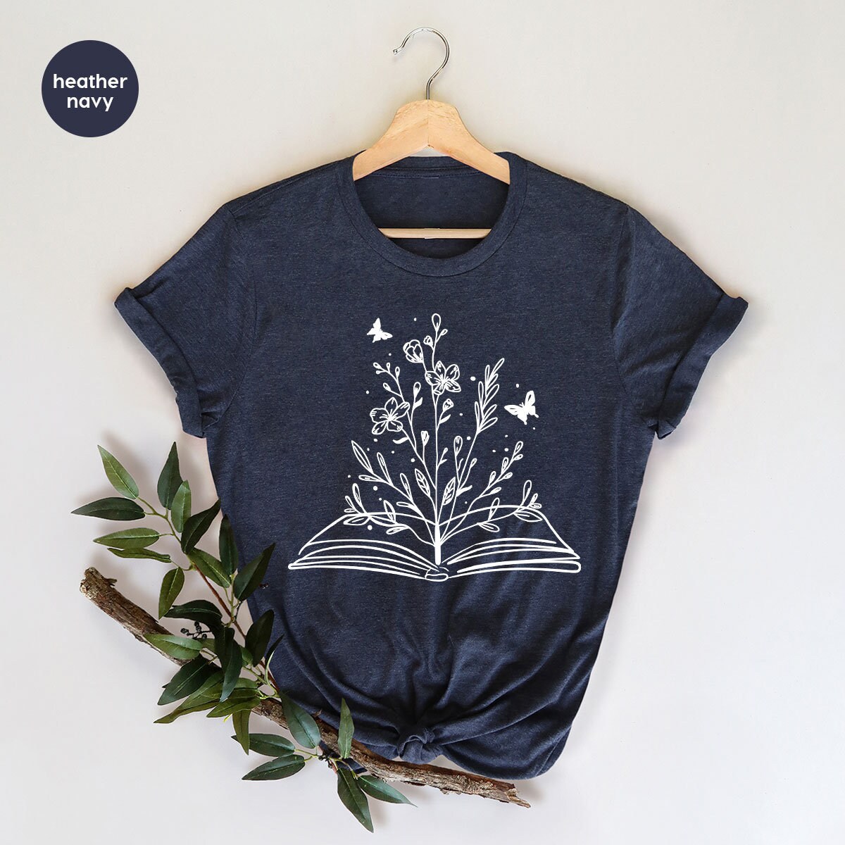 Minimalist Reading Book Wild Flower Floral Book Bookworm Librarian Shirt image 6