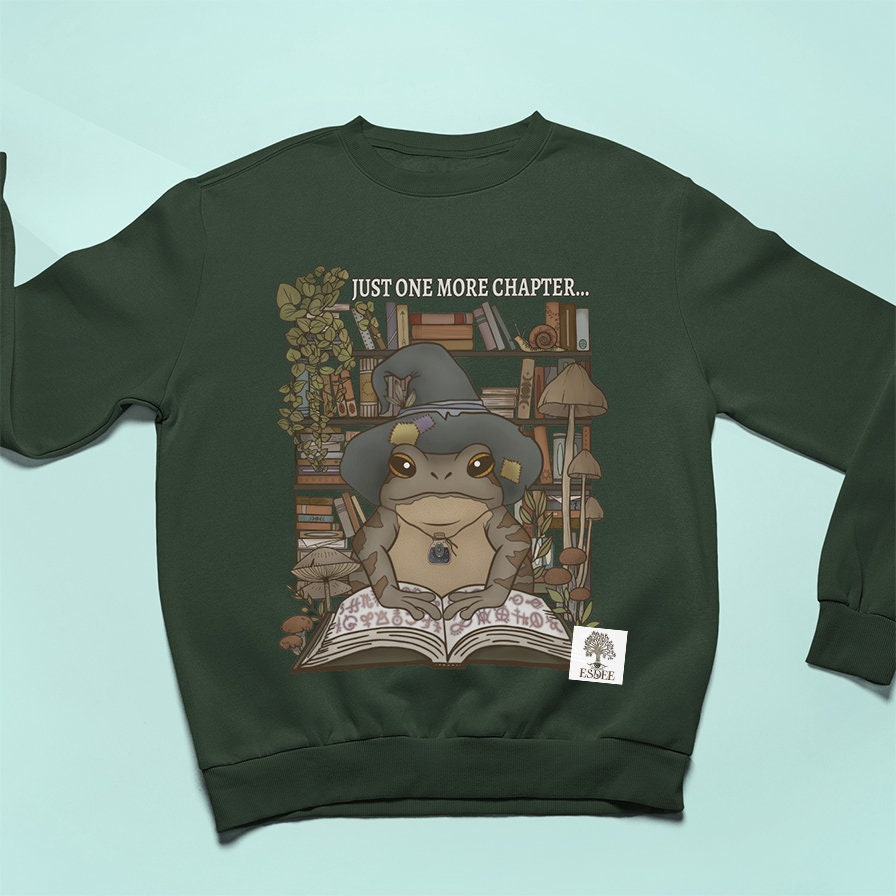 Goblincore Book Lover Frog Librarian Reading Swamp Witch Cute Sweatshirt image 7