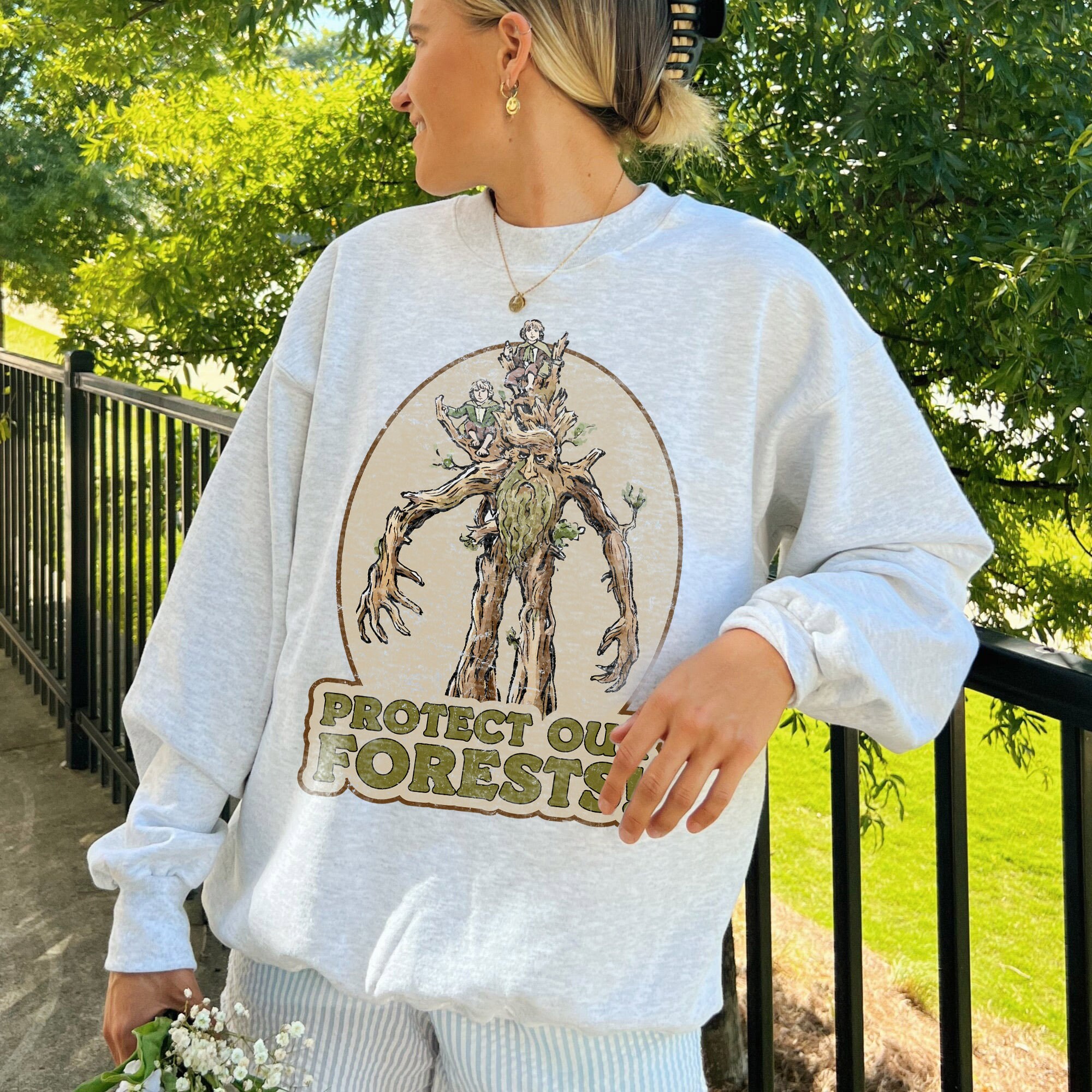 Treebeard Protect Our Forest Middle Earth Shire Hobbit Fellowship Fantasy Book Sweatshirt image 4