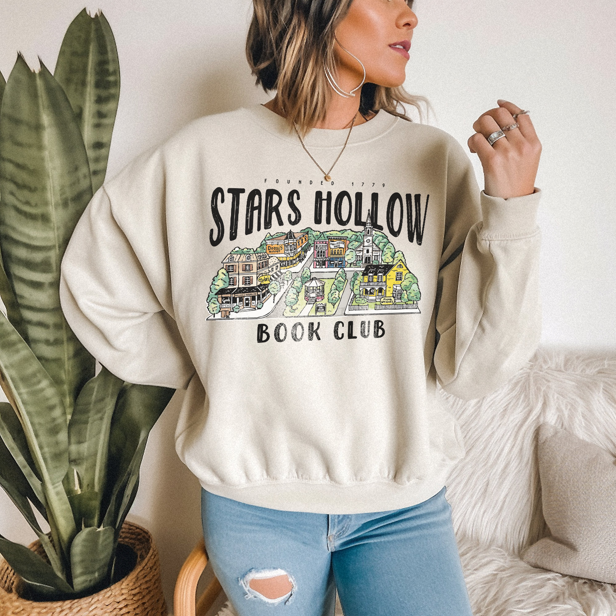 Vintage Stars Hollow Book Club Gilmore Girls Dragon Fly Inn Luke's Diner Sweatshirt image 2