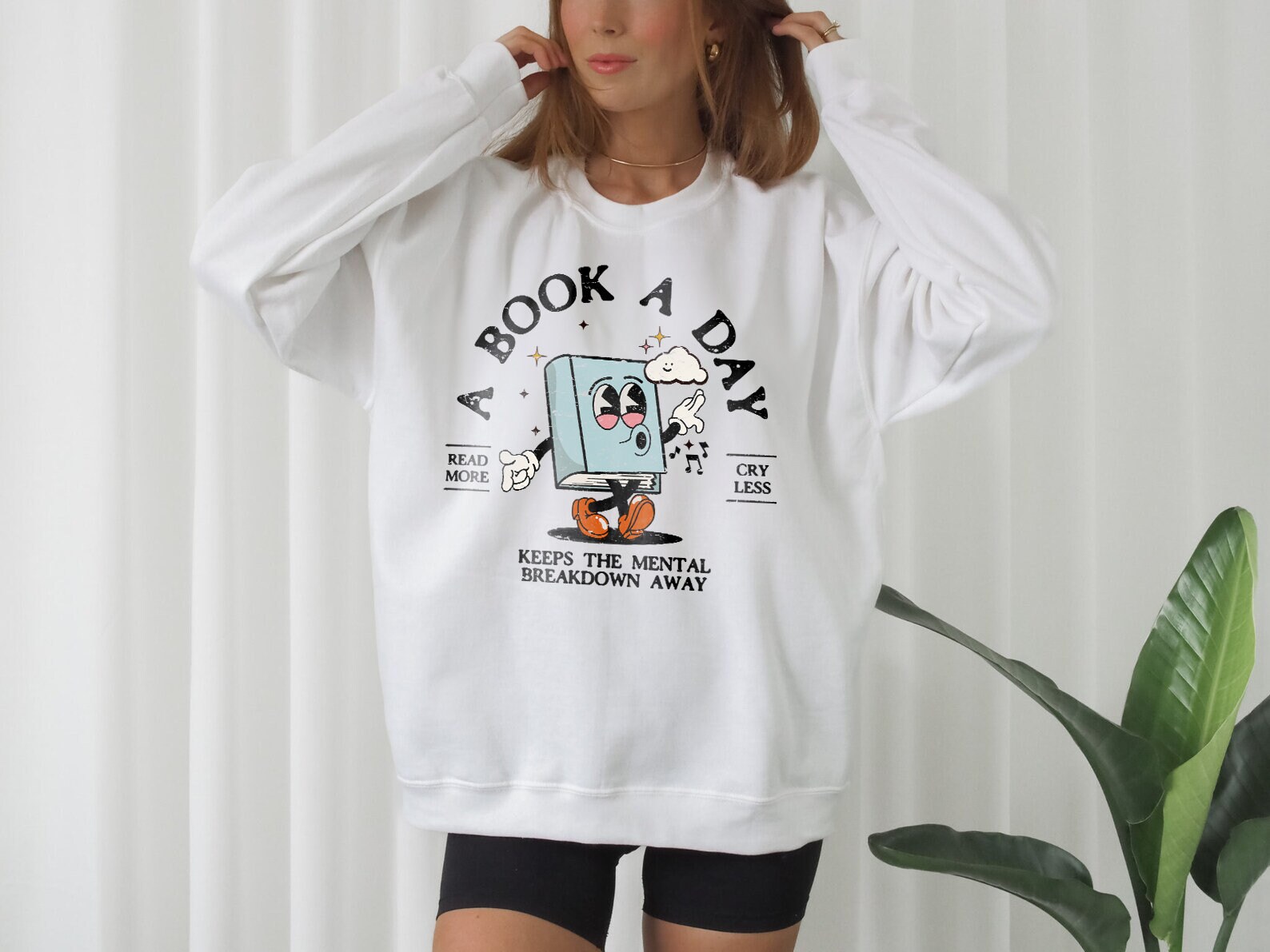 Bookish Mental Health Distressed Lover Reader Addict Romantasy Sweatshirt image 2