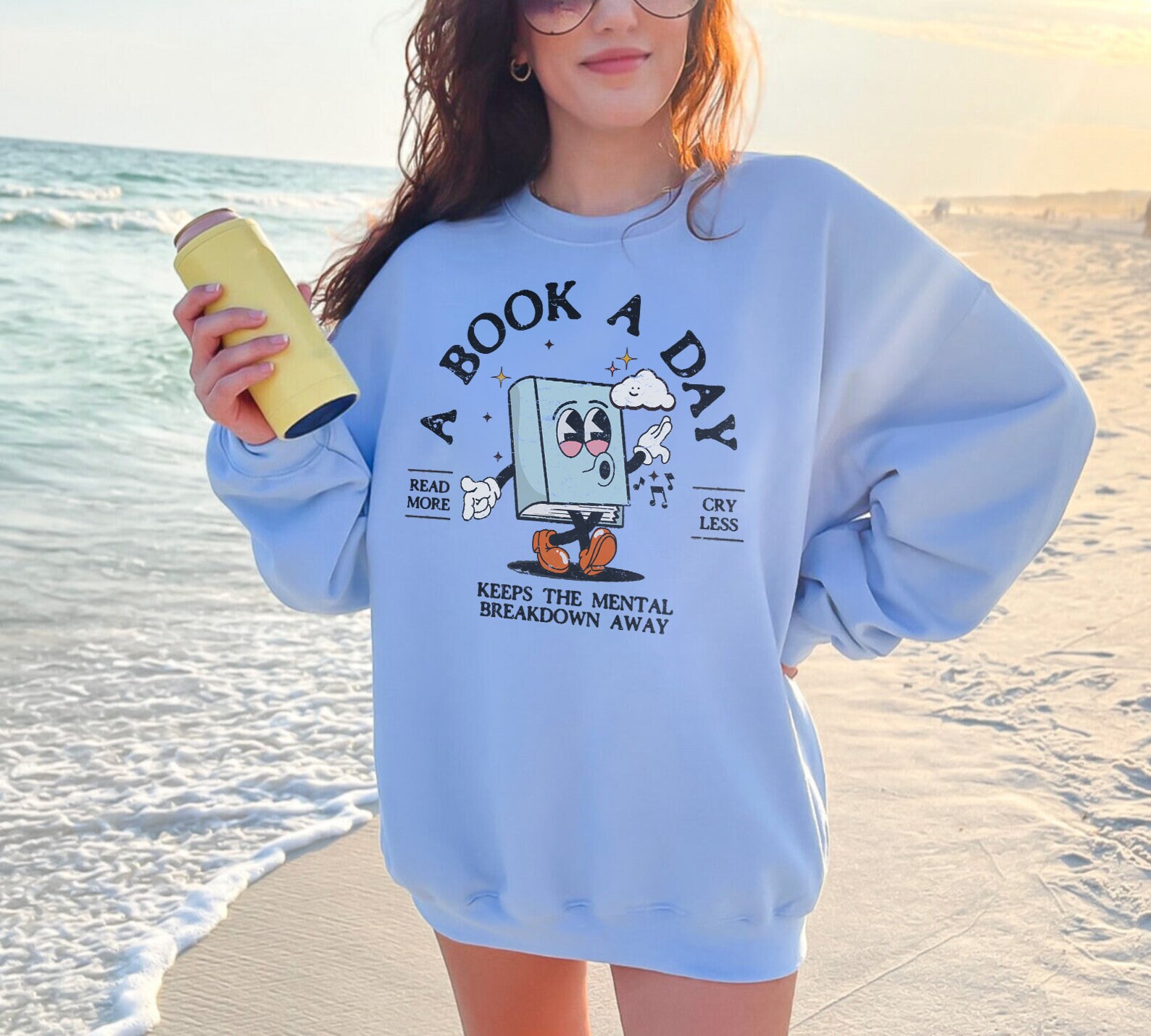 Bookish Mental Health Distressed Lover Reader Addict Romantasy Sweatshirt image 3