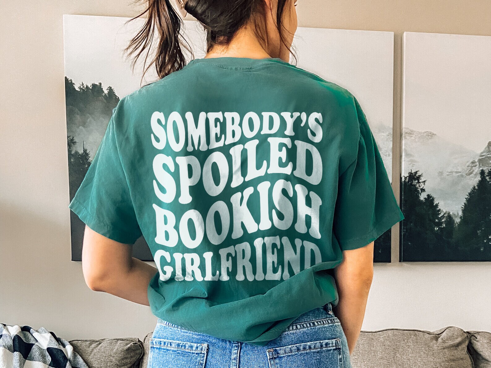 Somebody's Spoiled Bookish Girlfriend Dark Romantasy Book Lover ACOTAR Shirt image 4