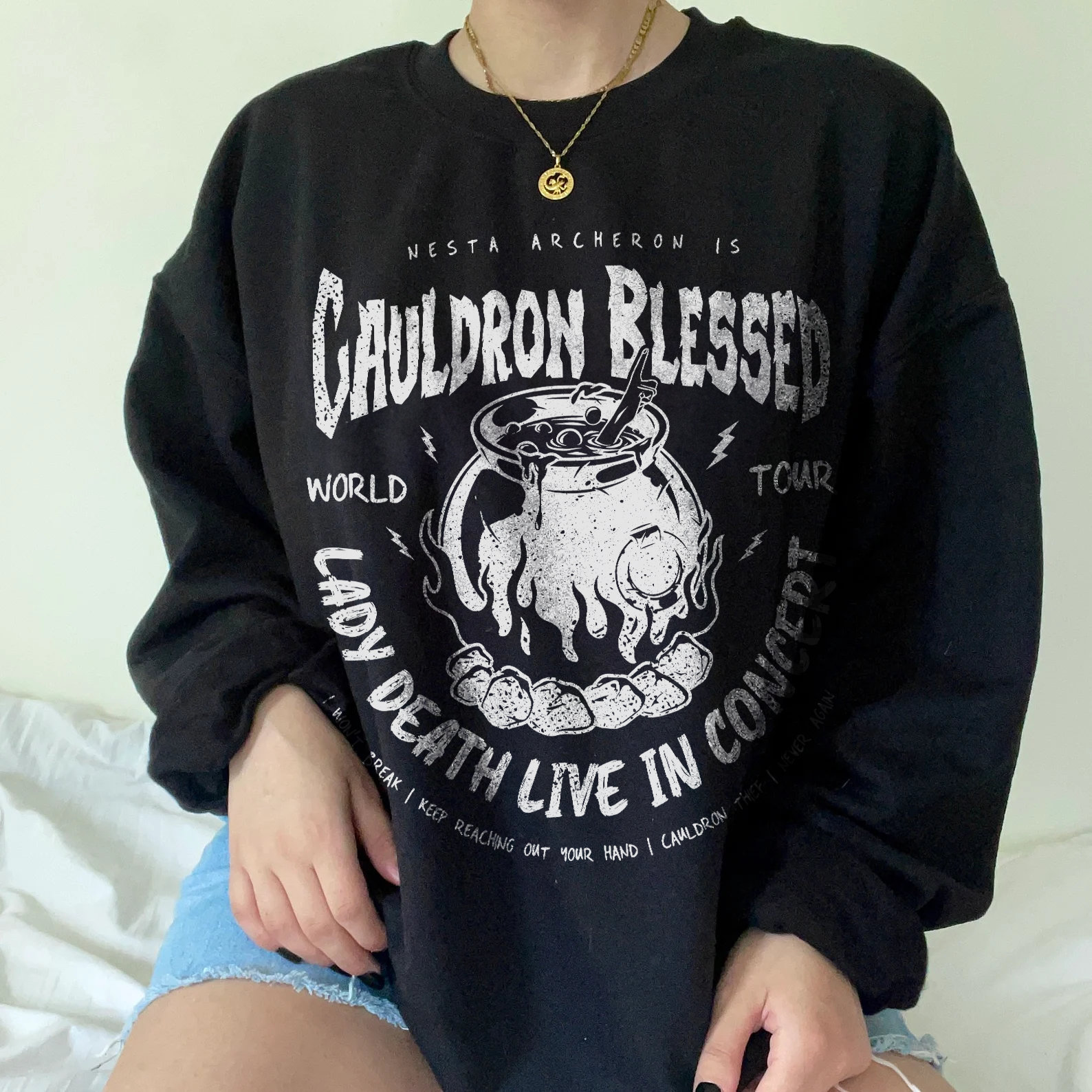 Nesta Archeron ACOTAR Cauldron Blessed Lady Death ACOSF SJM Velaris TOG Bookish Sweatshirt image 1