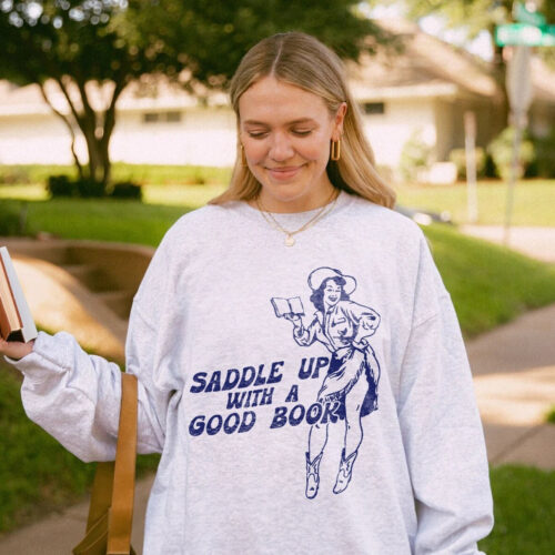 Retro Bookish Cowgirl Western Lover Country Country Reader Sweatshirt image 0