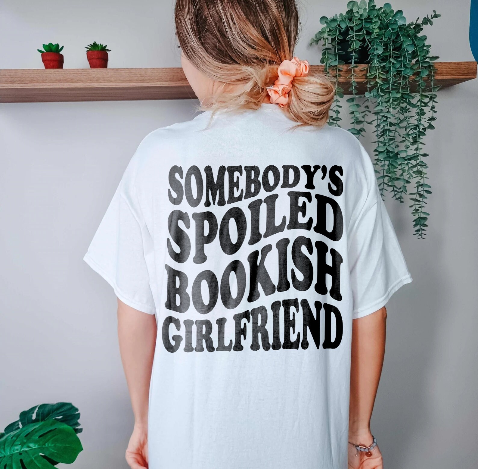 Somebody's Spoiled Bookish Girlfriend Dark Romantasy Book Lover ACOTAR Shirt image 3