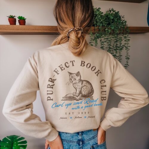 Cat Bookish Club Lovers Reading Bookish Sweatshirt image 0