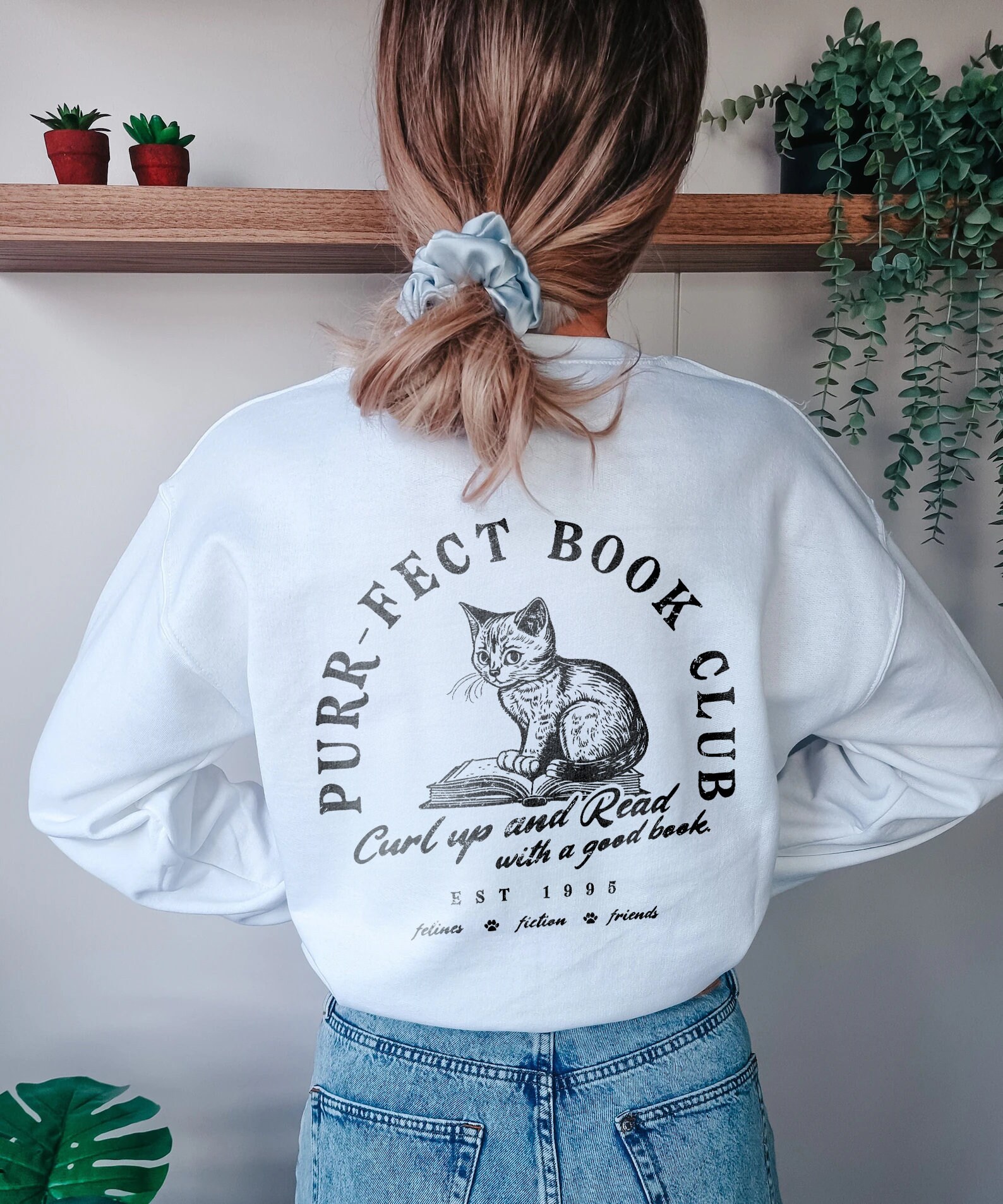 Cat Bookish Club Lovers Reading Bookish Sweatshirt image 4