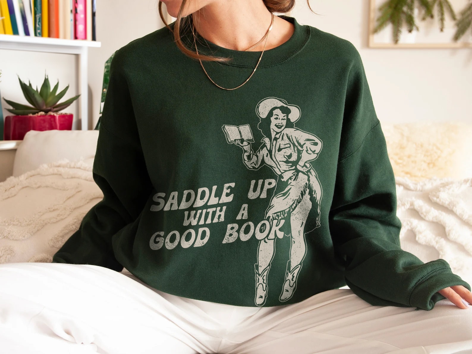 Retro Bookish Cowgirl Western Lover Country Country Reader Sweatshirt image 4