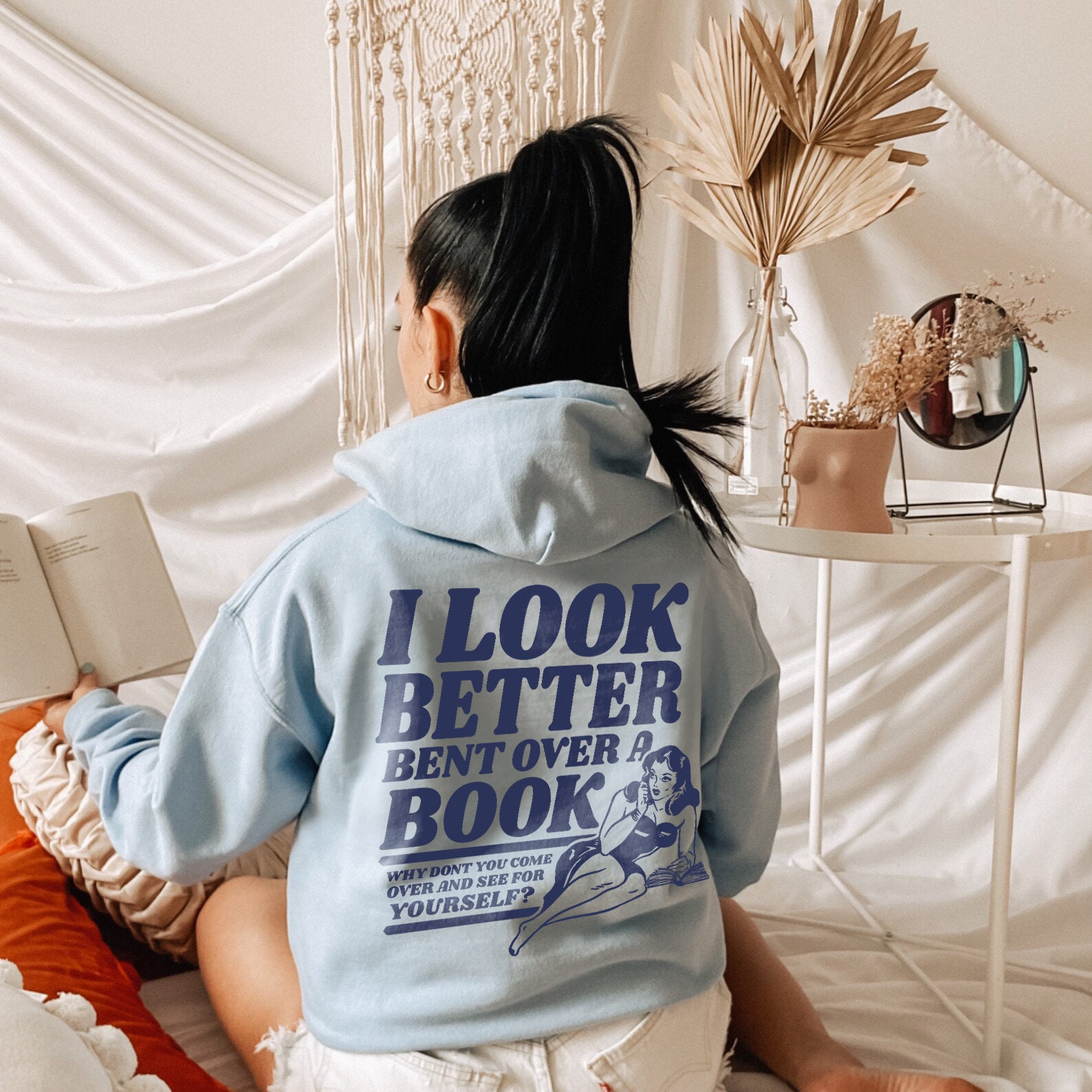 Smut Reader Romance Spicy I Look Better Bent Over A Book Dark Romance Smut Hoodie image 1