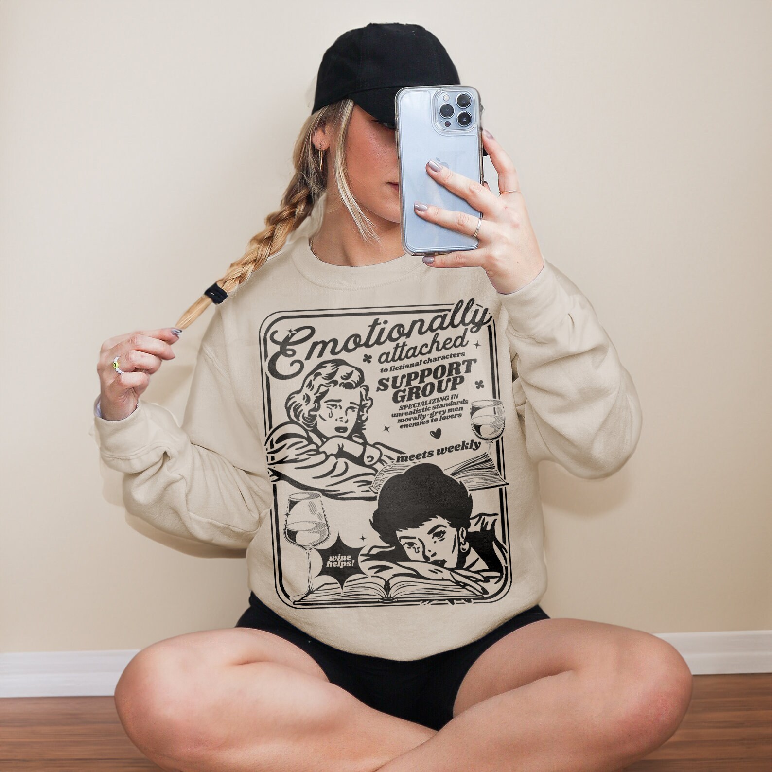 Emotionally Attached To Fictional Characters Bookish Fantasy Romance Reader Sweatshirt image 3