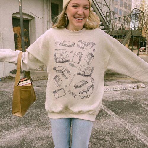 Simple Bookish Minimal Lover Academia Reading Sweatshirt image 0