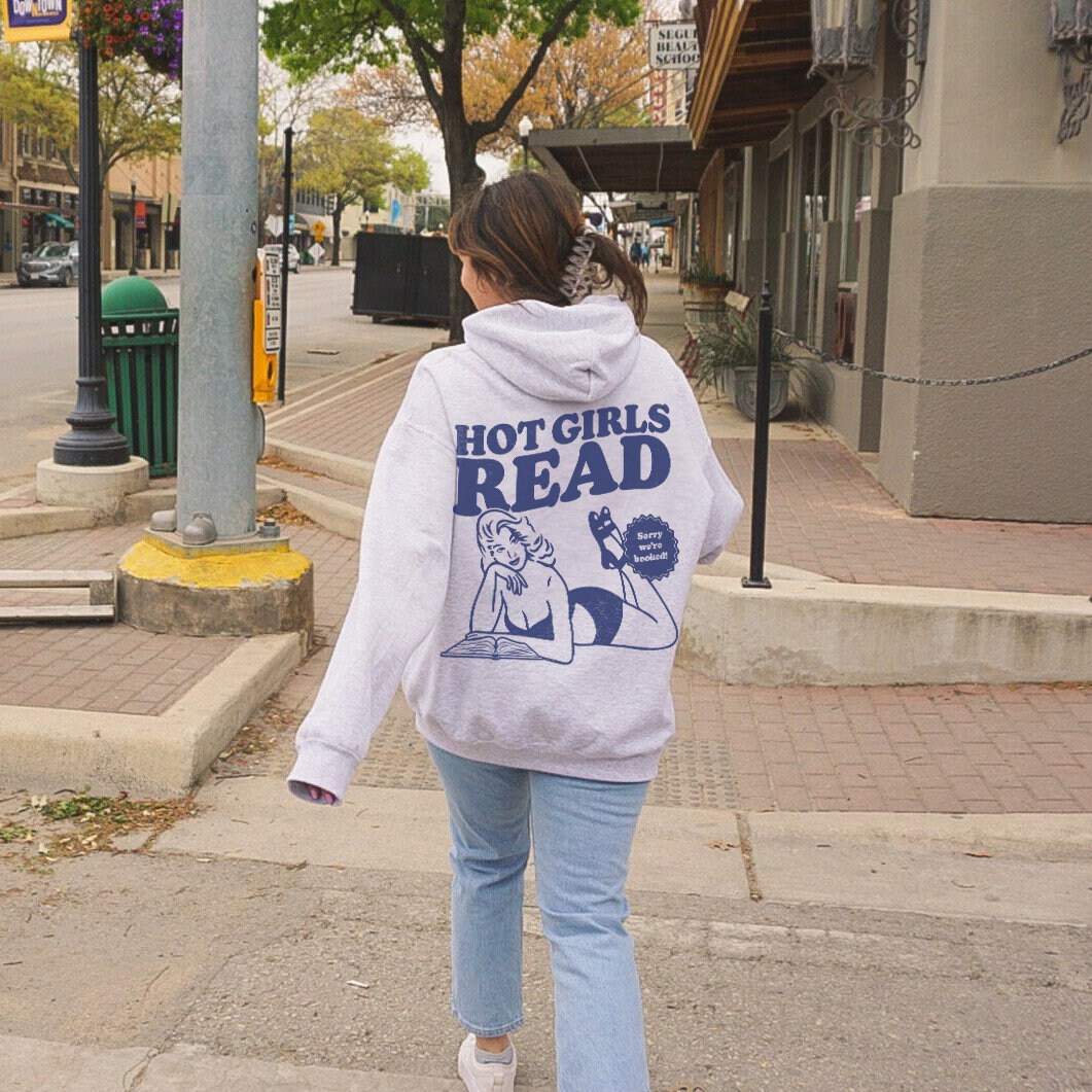 Retro Hot Girls Read Bookish Lover Reader Smut Slut Addict Romance Hoodie image 4