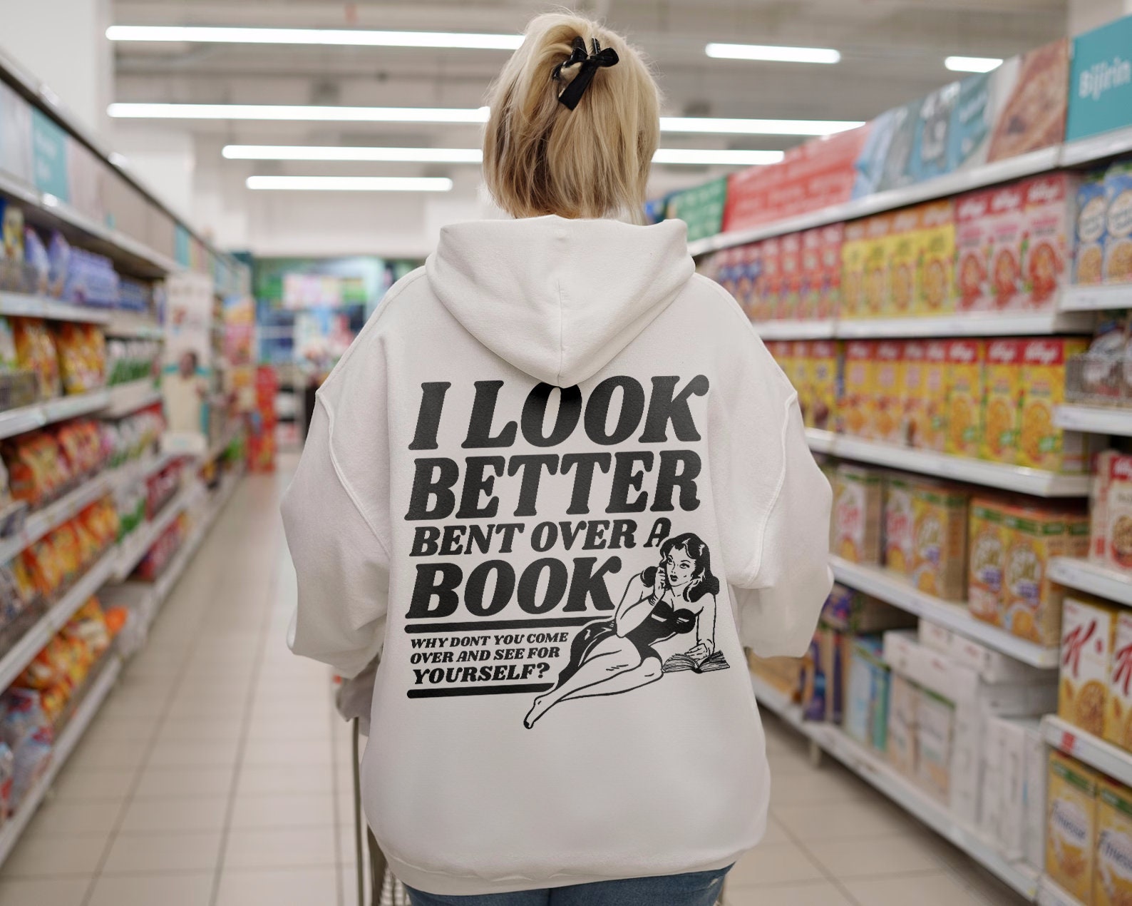 Smut Reader Romance Spicy I Look Better Bent Over A Book Dark Romance Smut Hoodie image 2