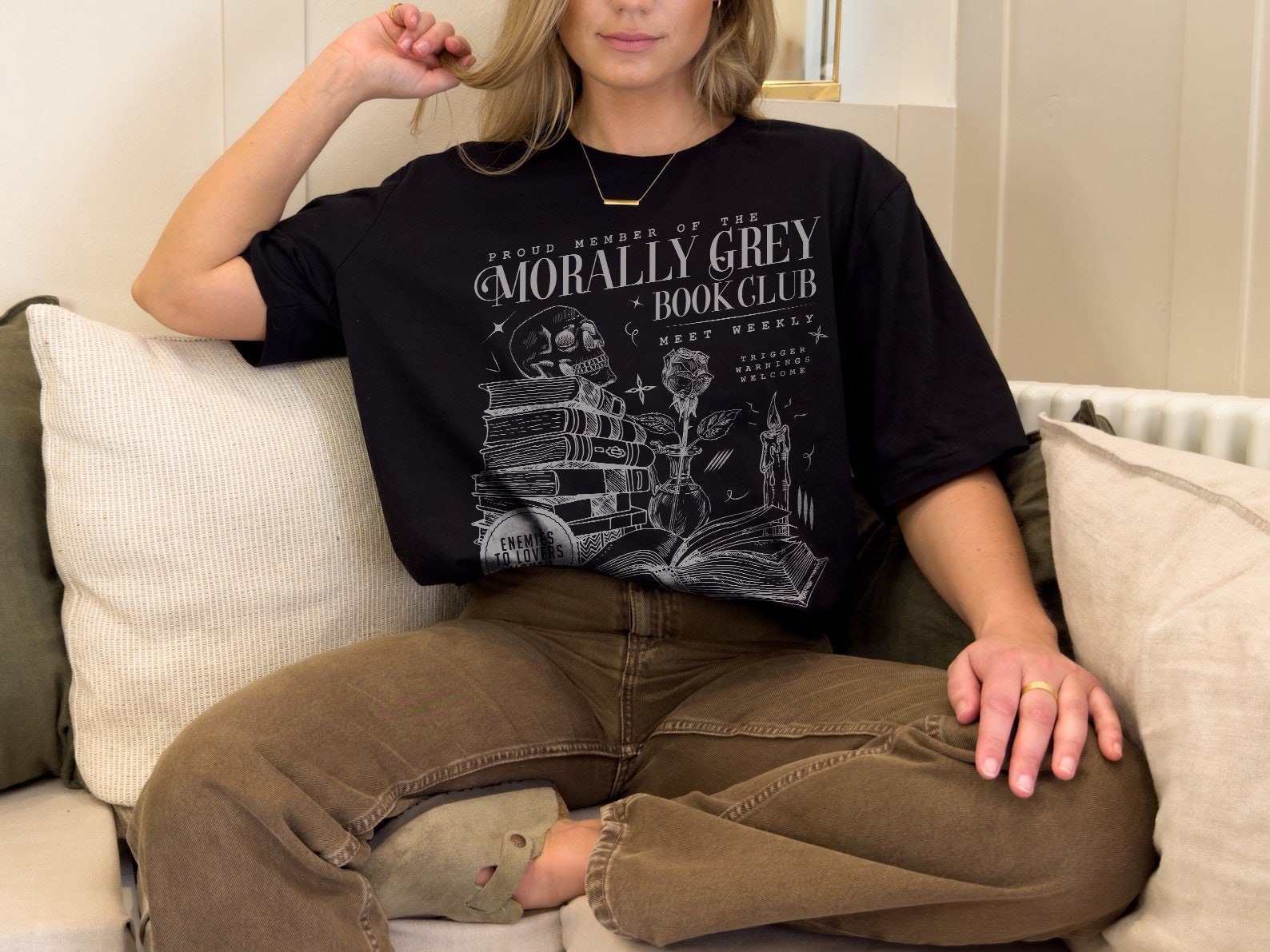 Vintage Morally Grey Book Club Dark Romance Spooky Season Lover Reader Shirt image 2