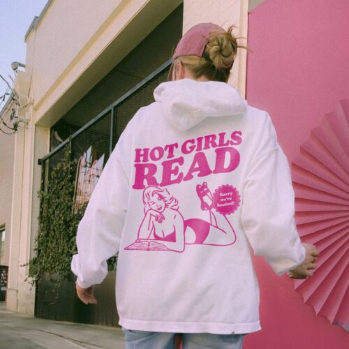 Retro Hot Girls Read Bookish Lover Reader Smut Slut Addict Romance Hoodie image 0