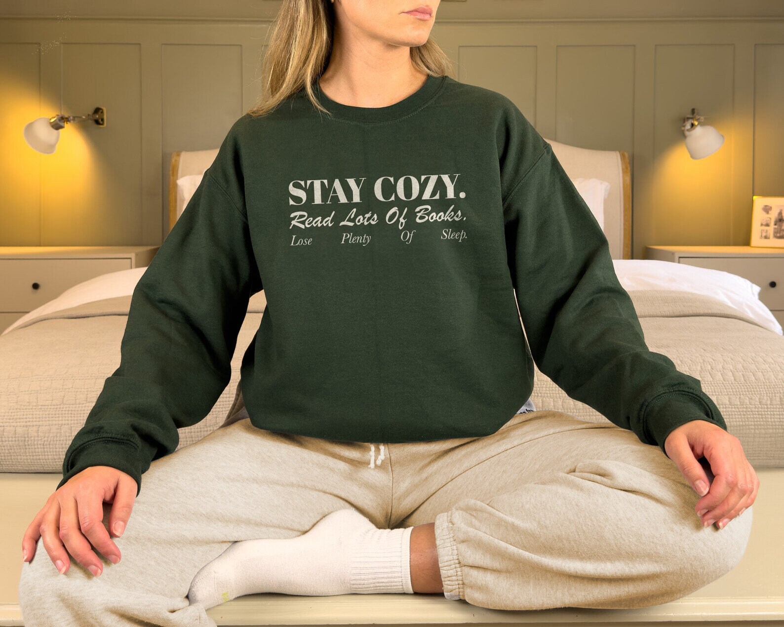 Stay Cozy Read Books Funny Lover Addict Romance Simple Sweatshirt image 3