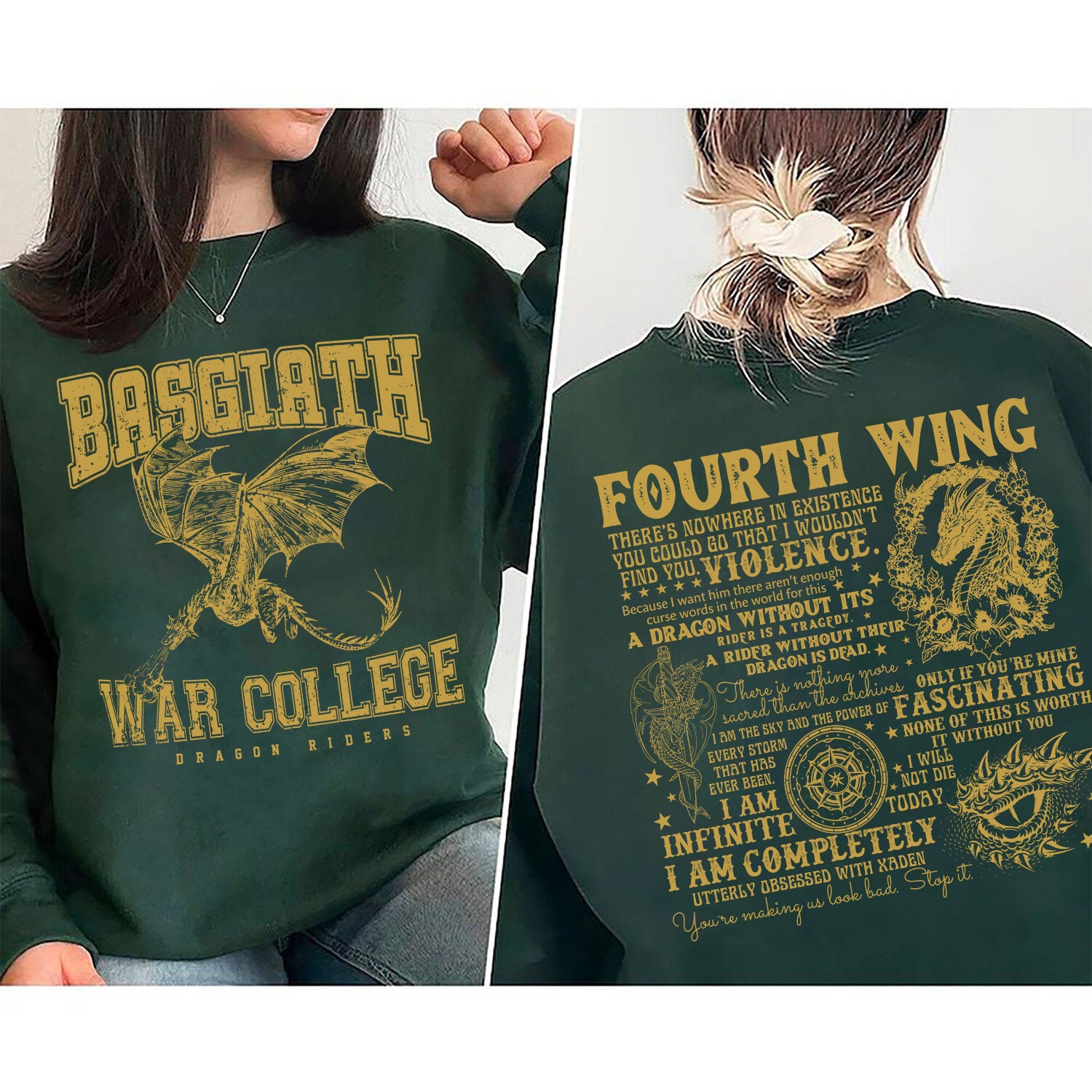 Fourth Wing Basgiath War College Dragon Rider Book Lover Sweatshirt image 1