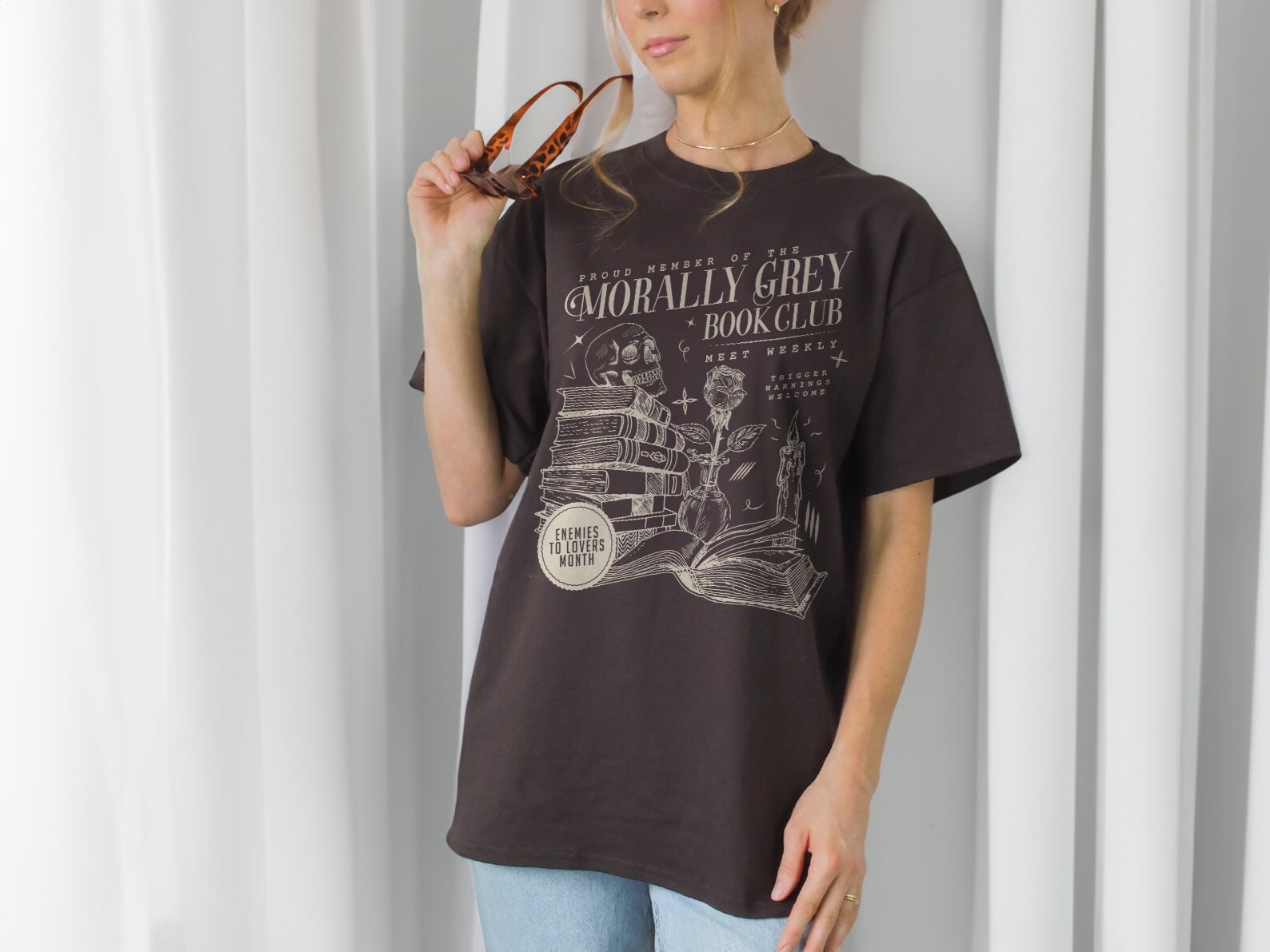 Vintage Morally Grey Book Club Dark Romance Spooky Season Lover Reader Shirt image 4