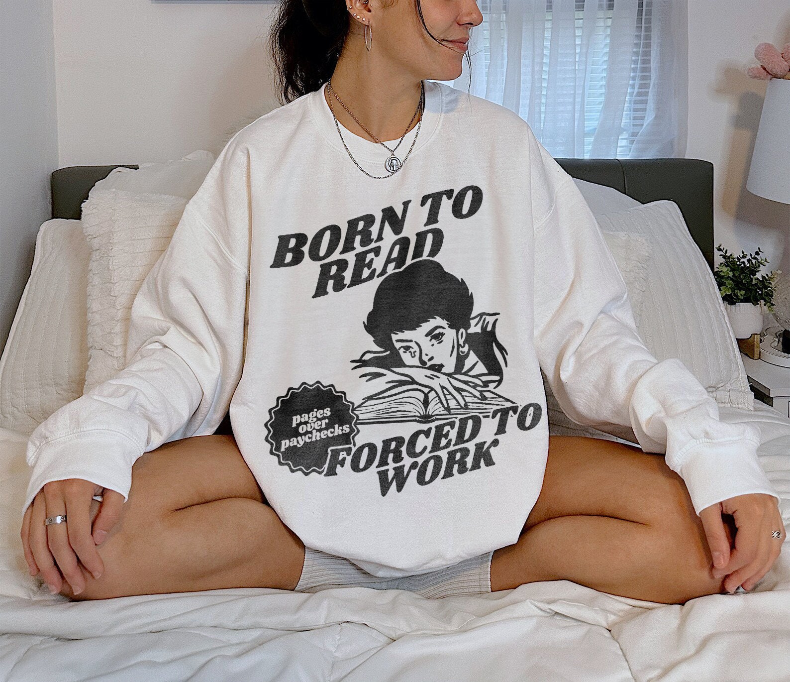 Born To Read Bookish Funny Reader Addict Lover Her Spicy Dark Romance Smut Sweatshirt image 1