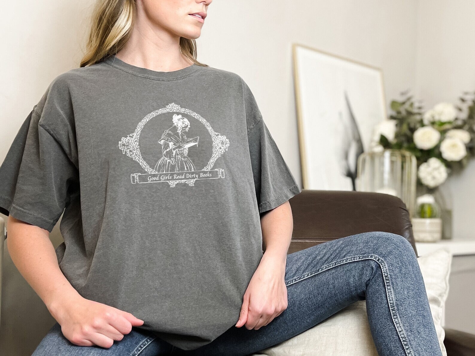 Vintage Smut Reader Good Girls Dirty Books Club Spicy Romance Lover Shirt image 7