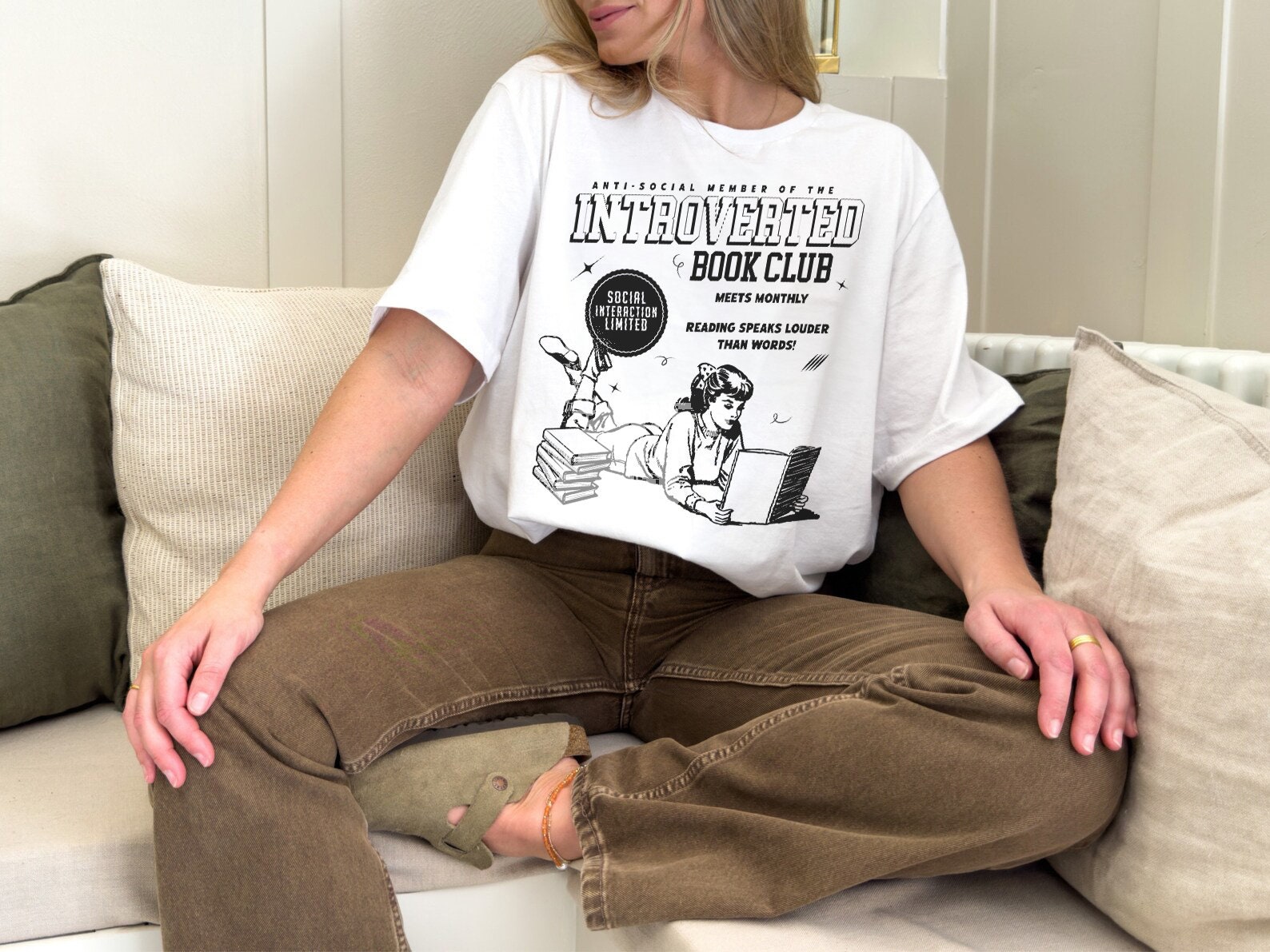 Vintage Introverted Book Club Anti Social Dark Romance Reader Lover Shirt image 5