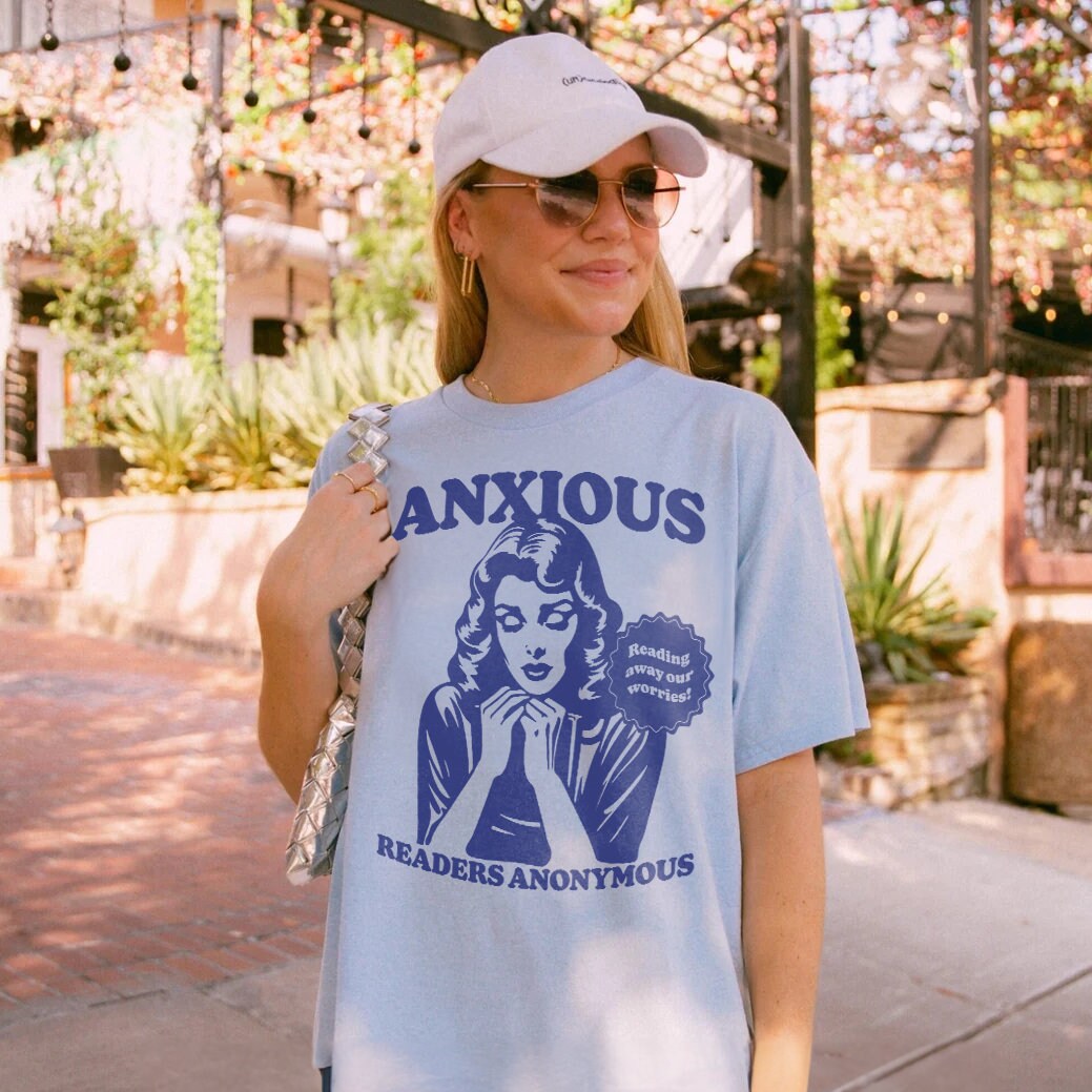 Retro Anxious Readers Bookish Mental Health Hot Girls Lover Romance Shirt image 4