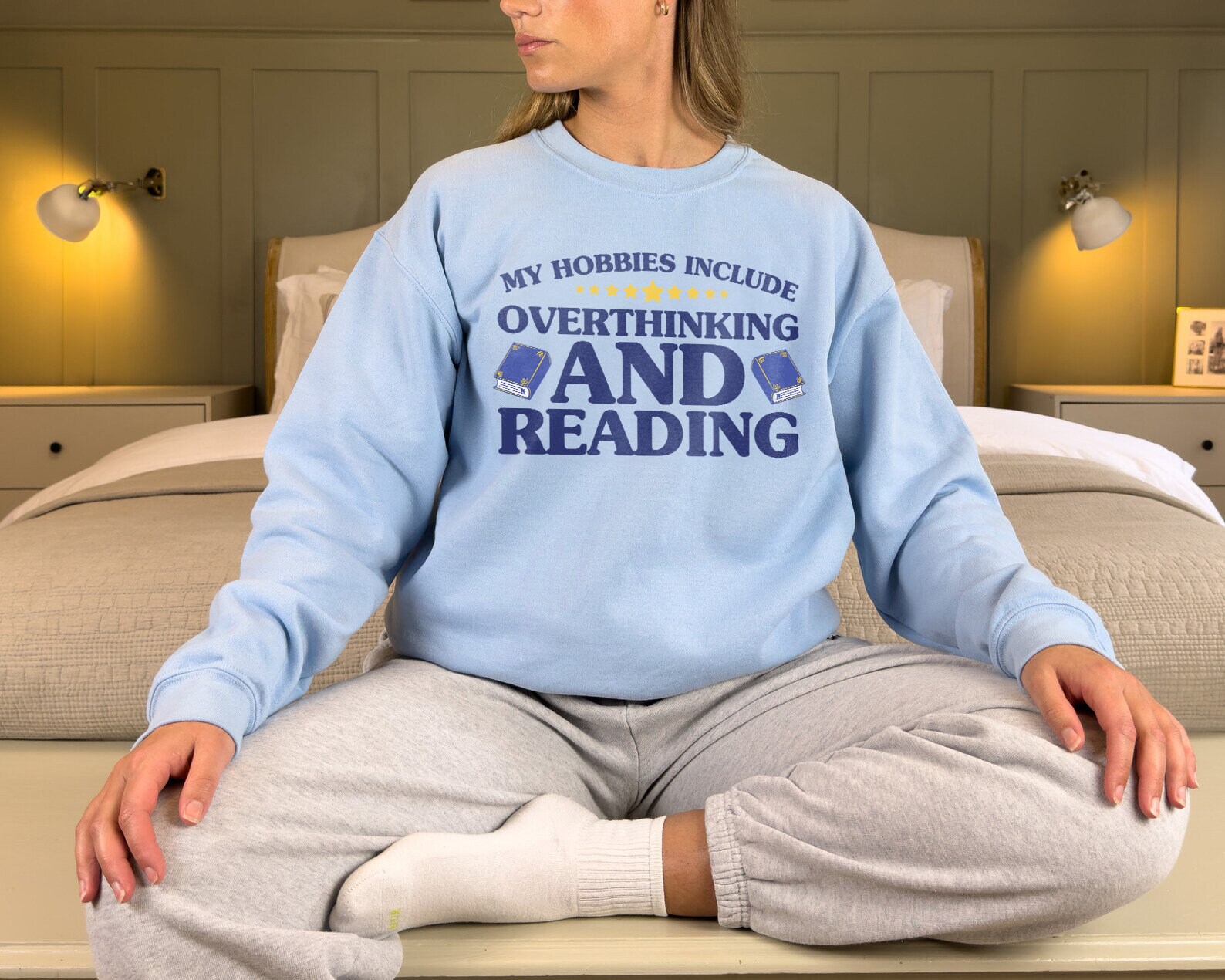 Overthinking Reader Anxiety Bookish Mental Health Book Club Anxious Lover Sweatshirt image 3