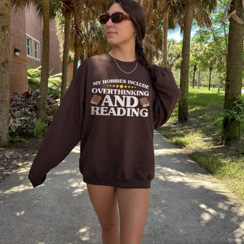 Overthinking Reader Anxiety Bookish Mental Health Book Club Anxious Lover Sweatshirt image 0