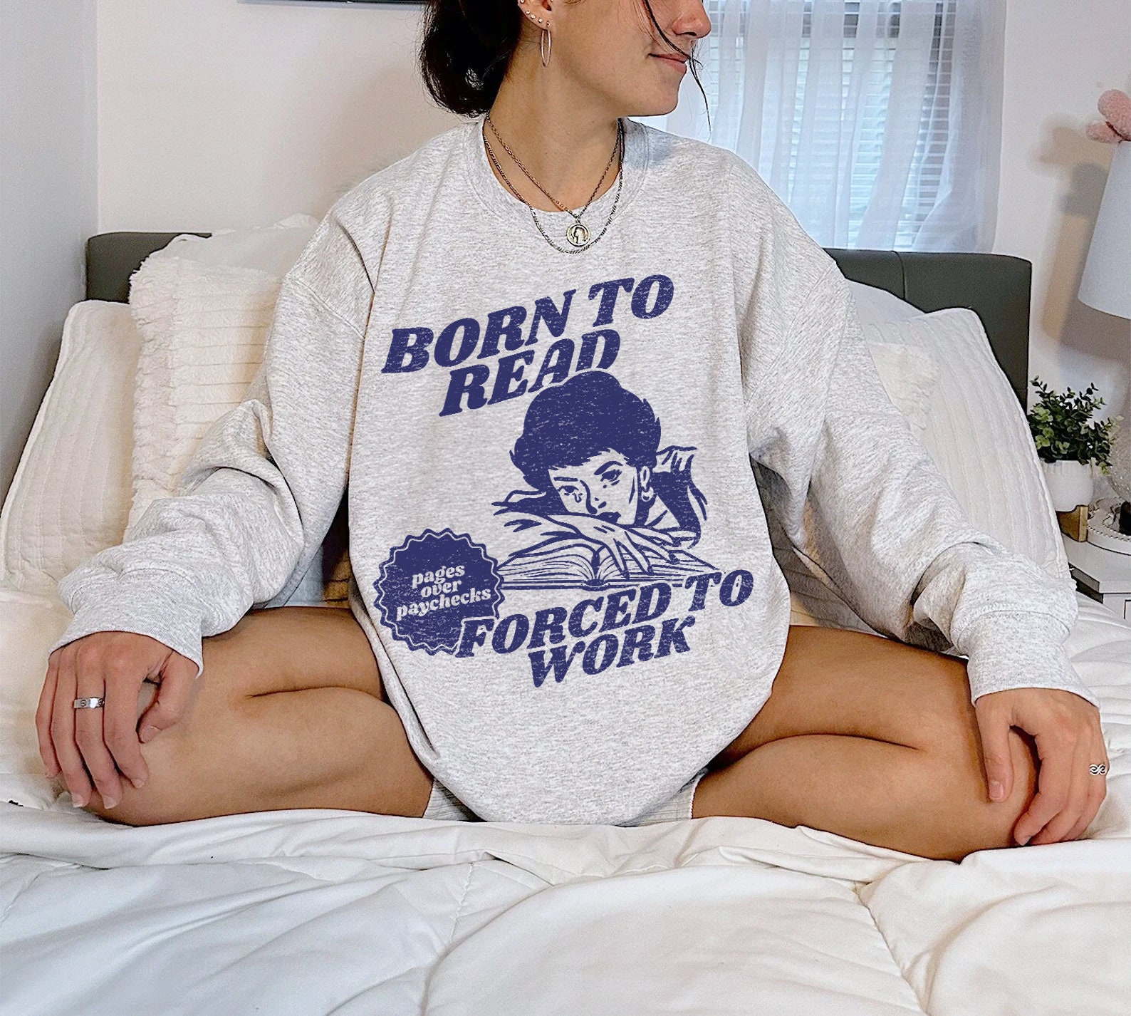 Born To Read Bookish Funny Reader Addict Lover Her Spicy Dark Romance Smut Sweatshirt image 2