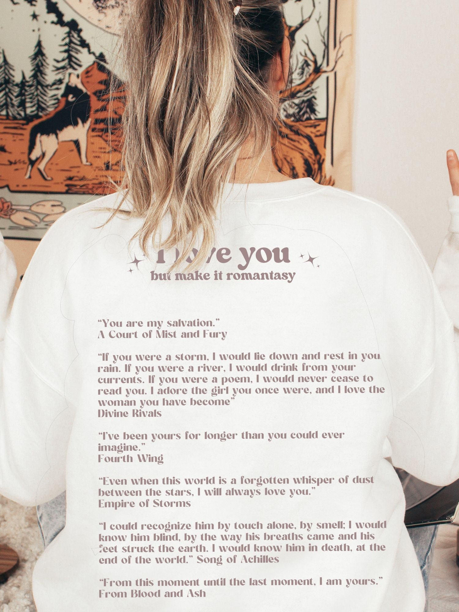 I Love You But Make It Romantasy Reading Dark Bookish Smut Quote Sweatshirt image 2