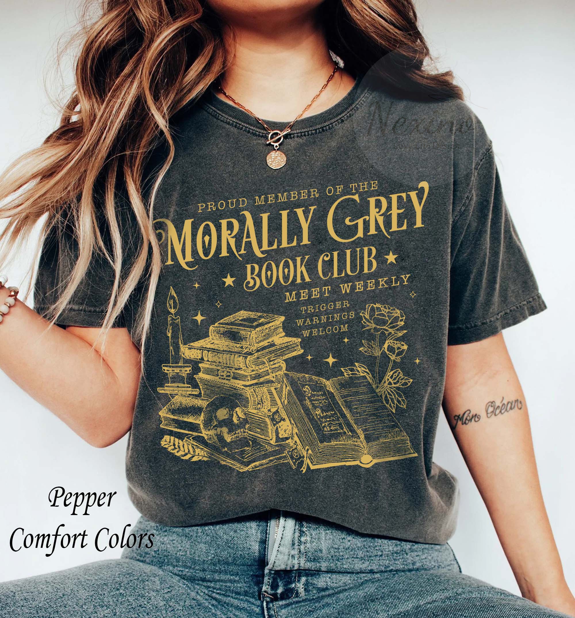 Vintage Morally Grey Book Club Dark Romance Spooky Season Lover Reader Shirt image 4