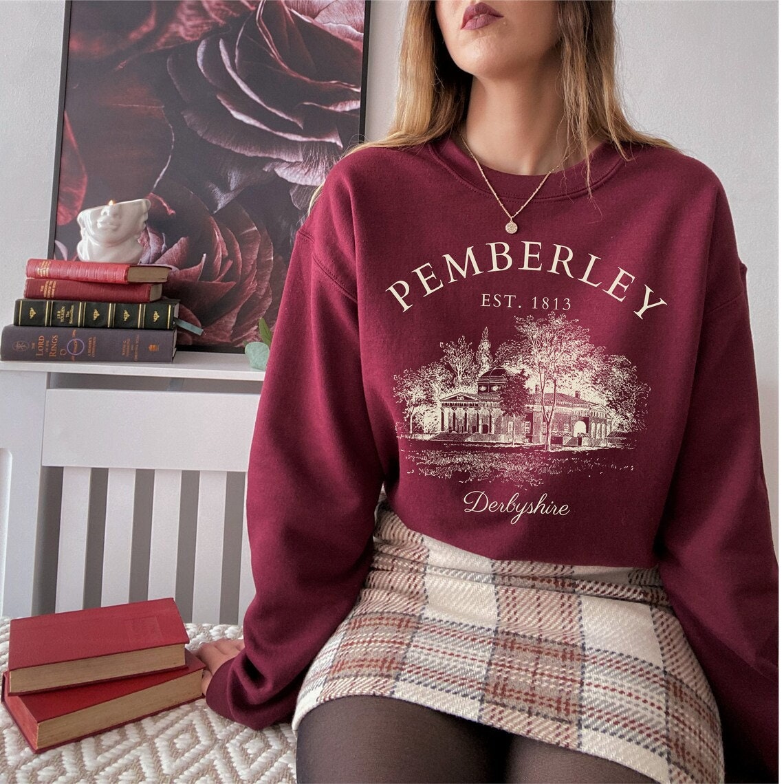 Pride And Prejudice Jane Austen Pemberley Literature Book Bibliophile Sweatshirt image 5