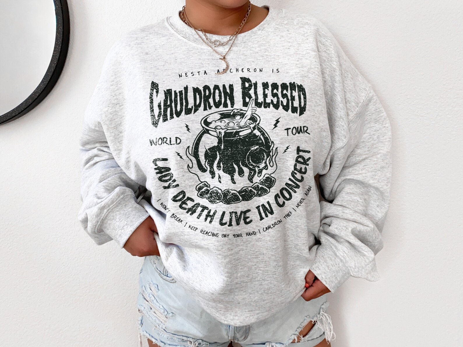 Nesta Archeron ACOTAR Cauldron Blessed Lady Death ACOSF SJM Velaris TOG Bookish Sweatshirt image 2