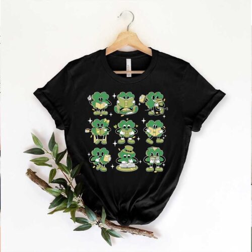 Teacher St Patrick Day Reading Lucky Shamrock Book Lovers Librarian Shirt image 0