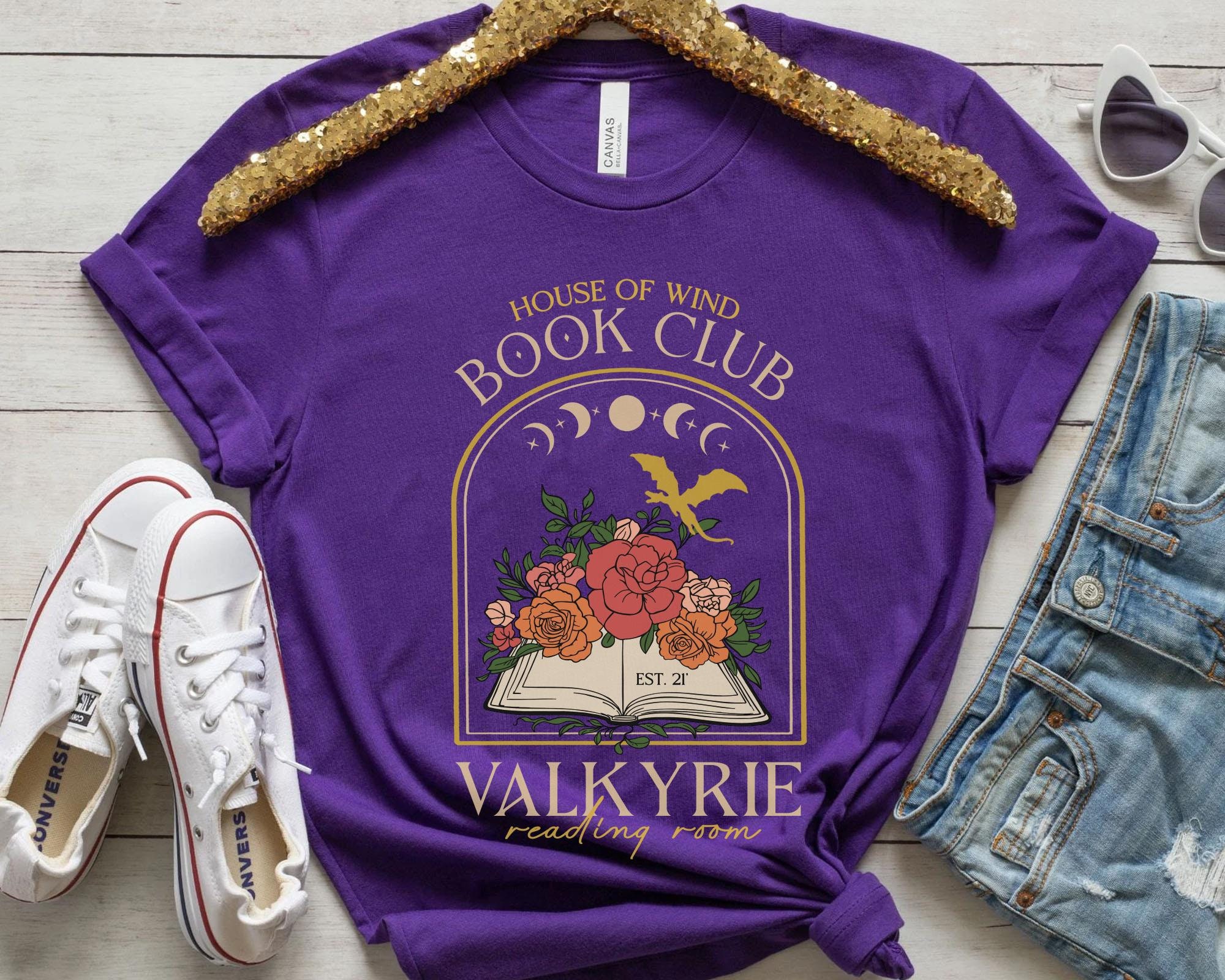 Retro House Of Wind Book Club Valkyrie Reading Room Acotar Velaris Book Lover Shirt image 2