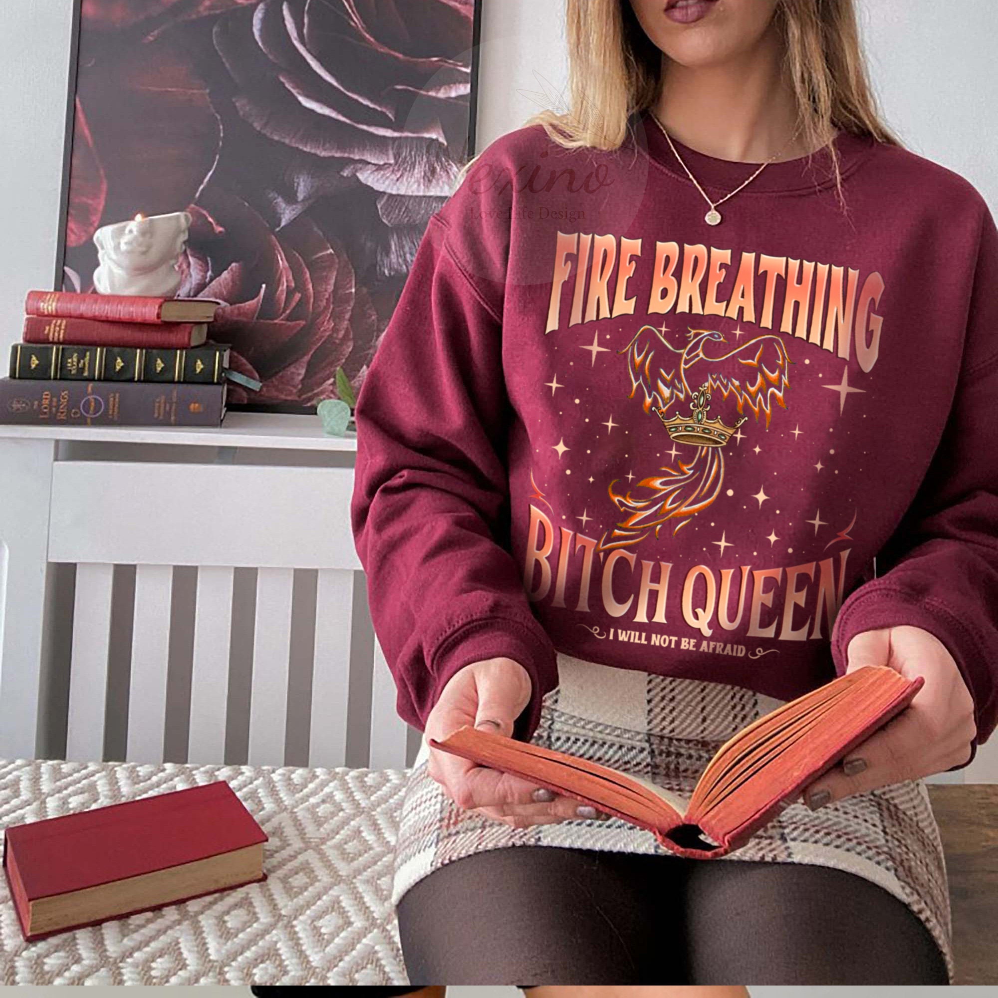 Fireheart Queen Aelin Throne Of Glass Kingsflame The Thirteen Book Lover Sweatshirt image 5