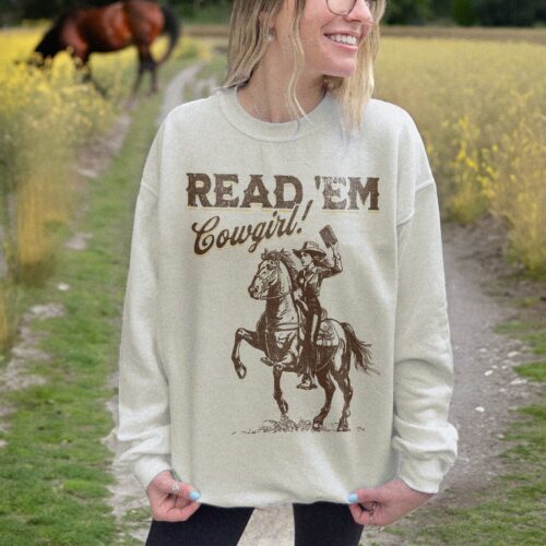 Bookish Cowgirl Romance Reader Club Western Lover Her Country Girl Swearshirt image 0