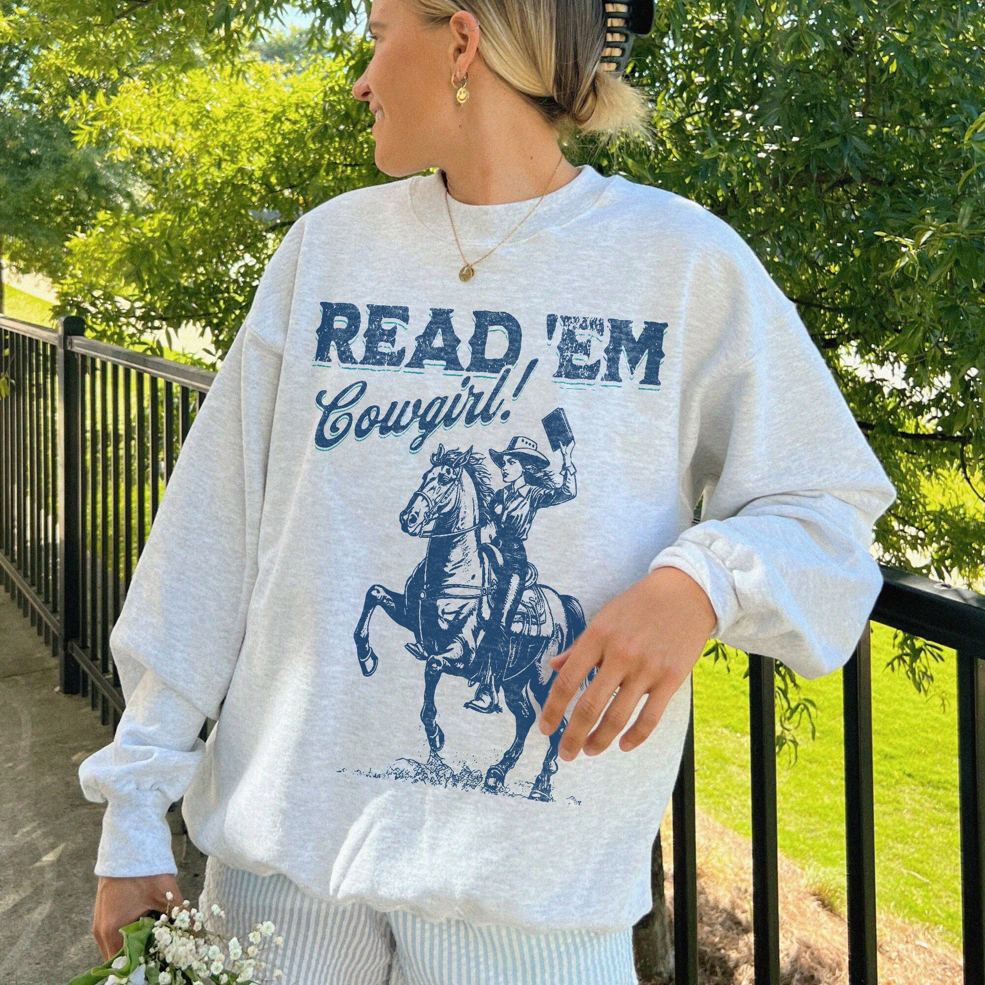 Bookish Cowgirl Romance Reader Club Western Lover Her Country Girl Swearshirt image 2