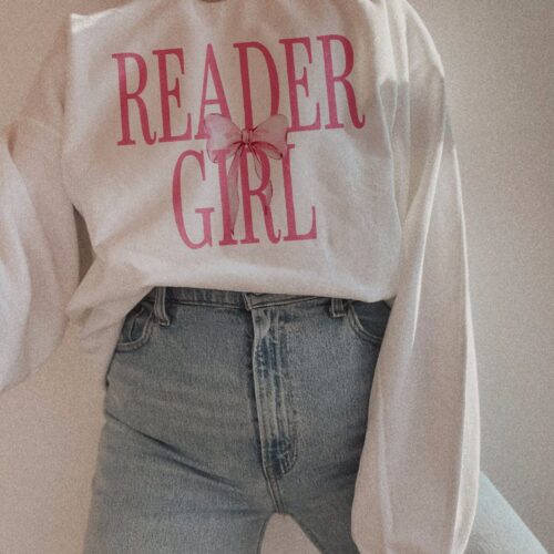 Reader Girl Romance Book Club Pink Bow Lover Bookish Dainty Bow Ribbon Sweatshirt image 0