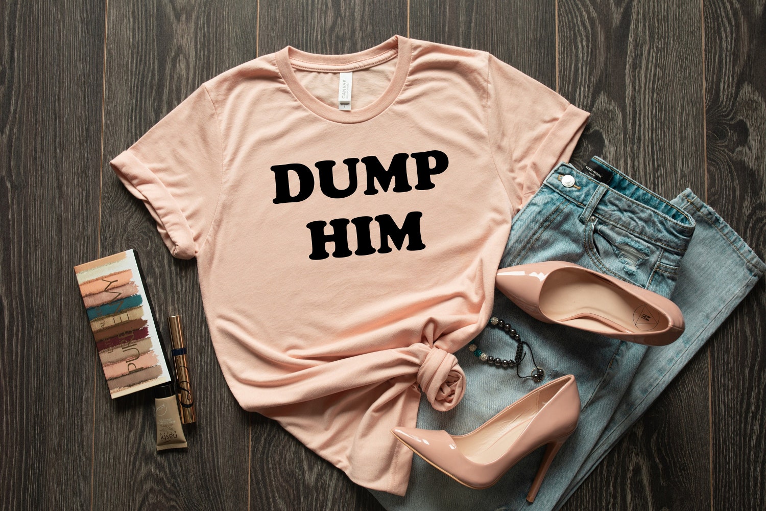 Britney Meme Inspired Funny Women's T-Shirt Dump Him Babydoll Tee Retro 90s Couture Style image 2