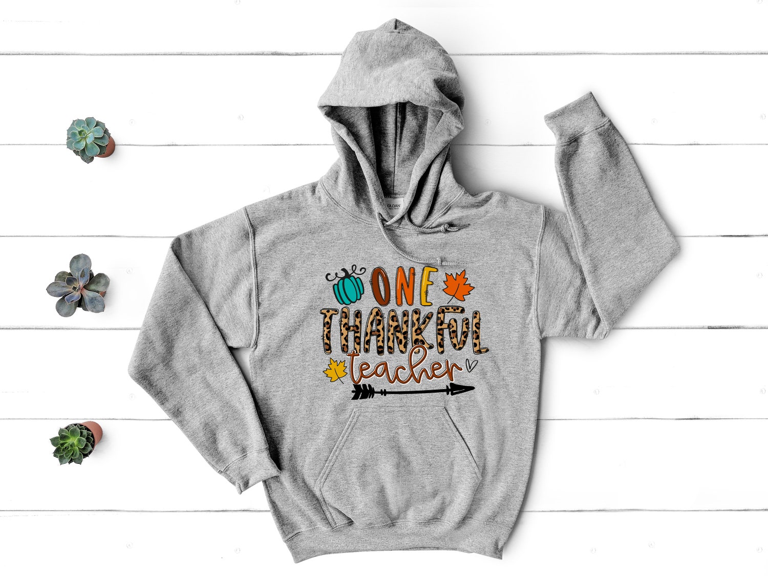 One Thankful Teacher Thanksgiving Fall Shirt Autumn Teacher Team Tee Fall Season Shirt image 4