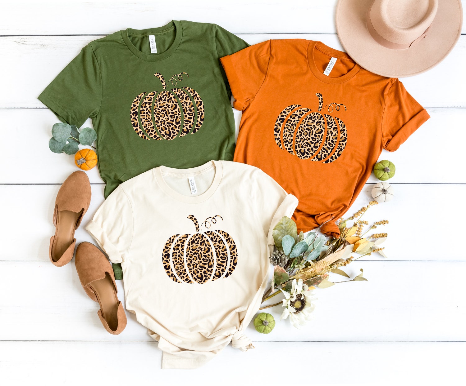 Leopard Pumpkin Thanksgiving Shirt Cute Fall Autumn T-Shirt Funny Pumpkin Day Tee image 2