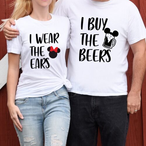 Family Matching I Wear the Ears Shirt Cute Animal Kingdom Themed Gift for Couples image 0