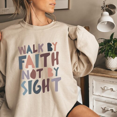 Walk By Faith Not By Sight Christian Shirt Aesthetic Faith T-Shirt Gift for Friends image 0