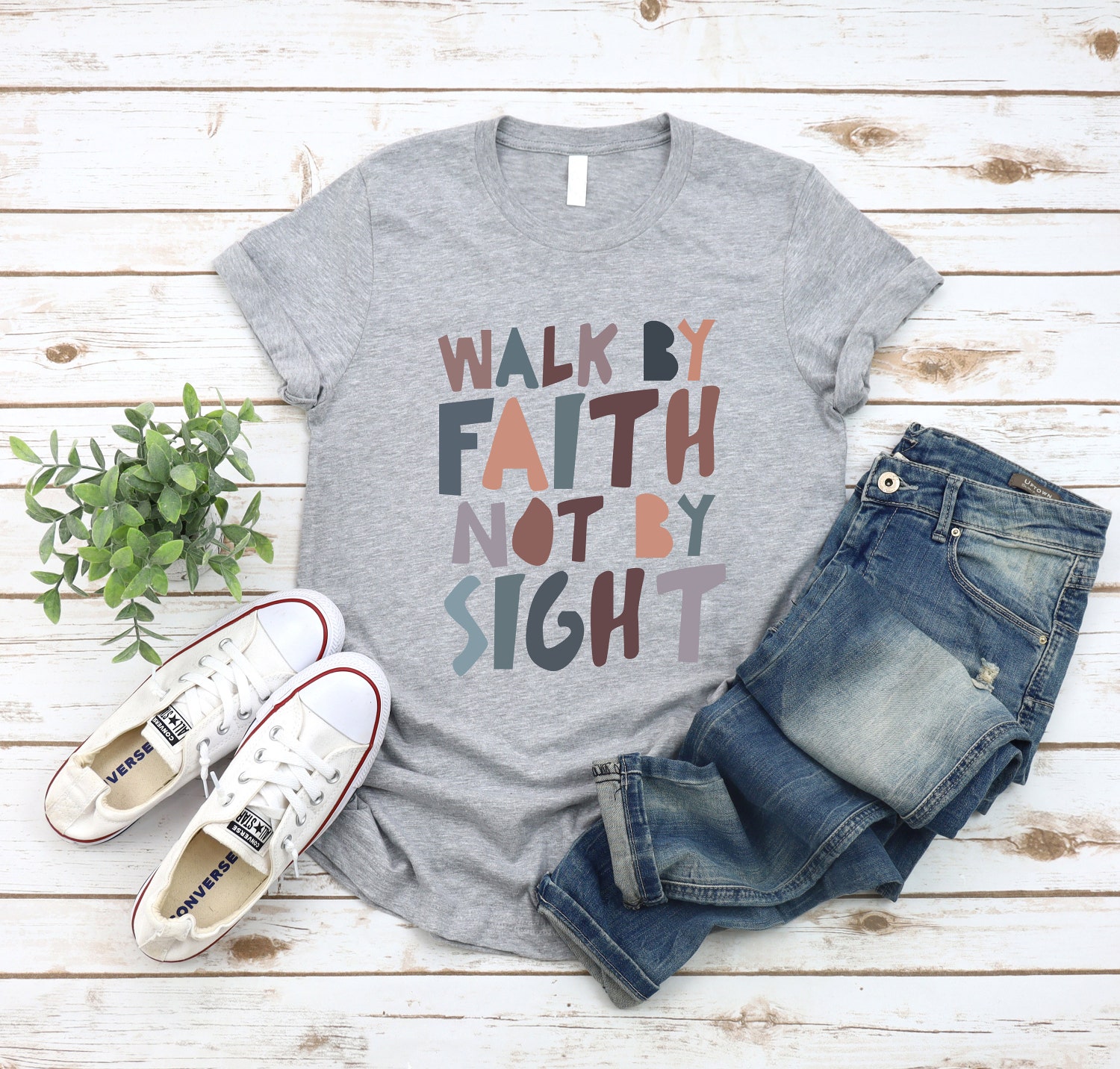 Walk By Faith Not By Sight Christian Shirt Aesthetic Faith T-Shirt Gift for Friends image 3